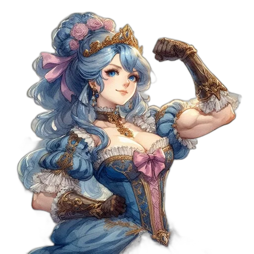 staff, crown, weapon, dress, fantasy art, concept art, watercolor, anime transparent PNG cut-out