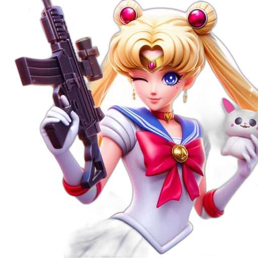 weapon, anime, concept art, pixel art, cartoon, animated, character, pale transparent PNG cut-out