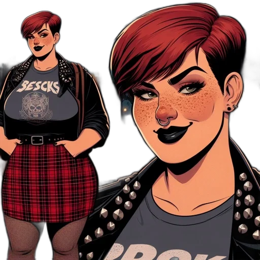 jacket, comic book art, concept art, cartoon, red, woman, hair, alternate transparent PNG cut-out