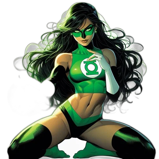 comic book art, concept art, cartoon, fantasy art, green, illustration, features, woman transparent PNG cut-out