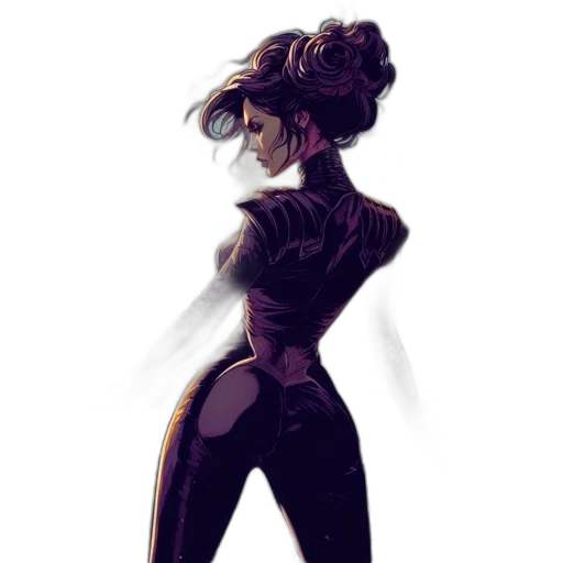dress, robot, jacket, concept art, comic book art, cyberpunk, fantasy art, dark transparent PNG cut-out