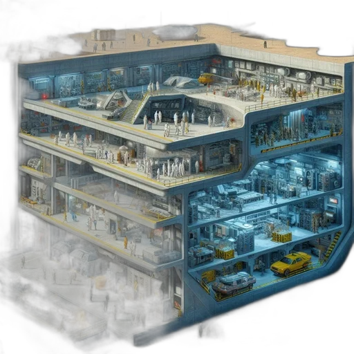 building, concept art, 3d render, advanced, facility, reveals, various, floors transparent PNG cut-out