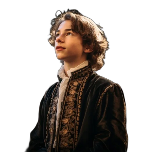 crown, jacket, face, photorealistic, young, man, detailed, historical transparent PNG cut-out