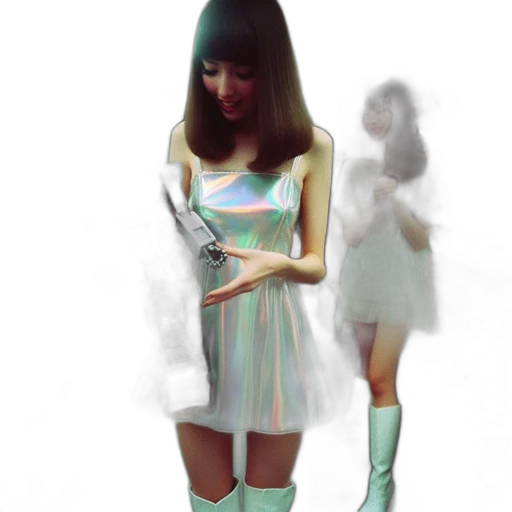dress, robot, bottle, creature, vaporwave, concept art, 3d render, photorealistic transparent PNG cut-out