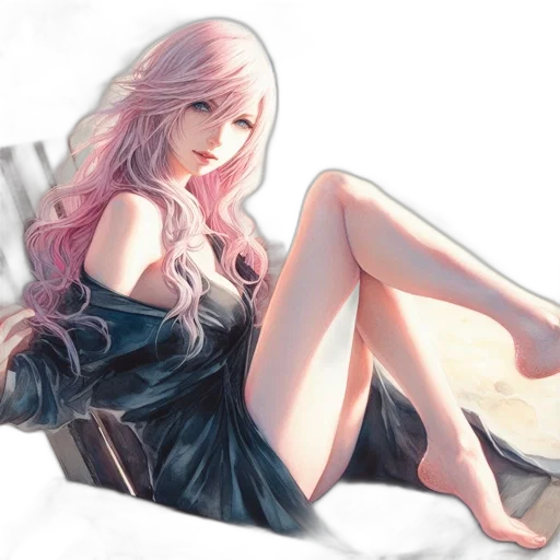 dress, watercolor, fantasy art, concept art, anime, pastel, monochrome, dark transparent PNG cut-out