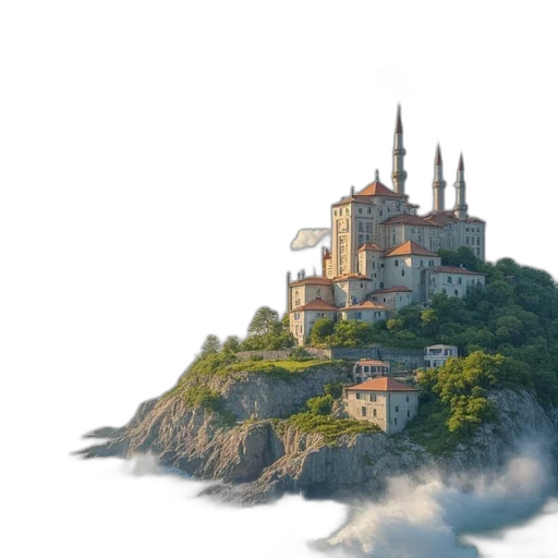 building, dragon, sword, 3d render transparent PNG cut-out