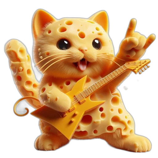 animal, 3d render, photorealistic, anthropomorphic, cheese, cat, stands, upright transparent PNG cut-out