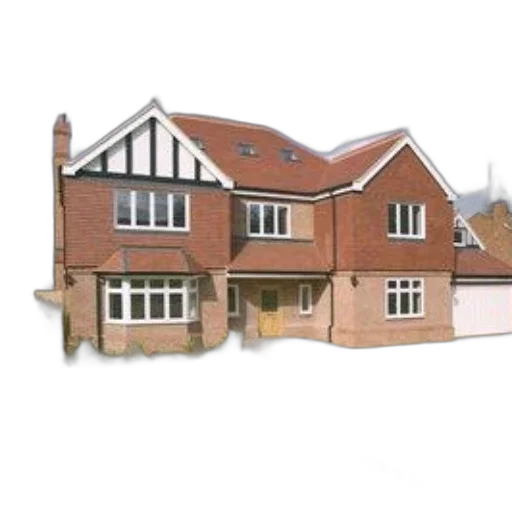 building, 3d render, photorealistic, concept art, modern, two-story, brick, house transparent PNG cut-out