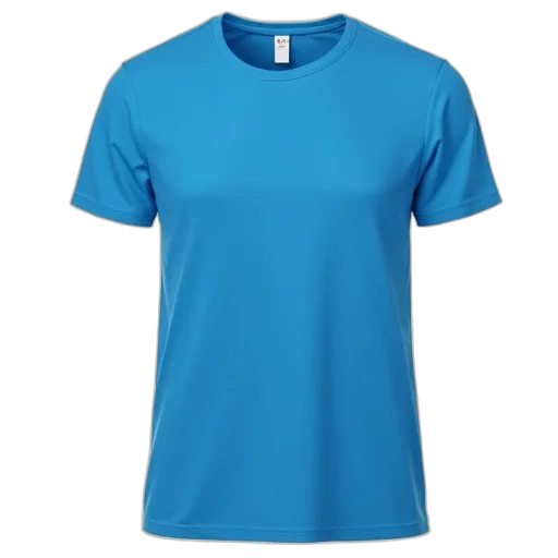 blue, plain, t-shirt, round, neckline, short, sleeves, has transparent PNG cut-out
