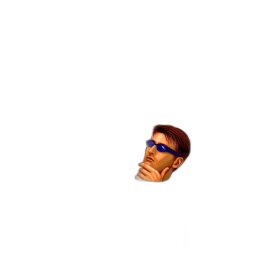 face, hair, robot, staff, pixel art, vaporwave, 3d render, art transparent PNG cut-out
