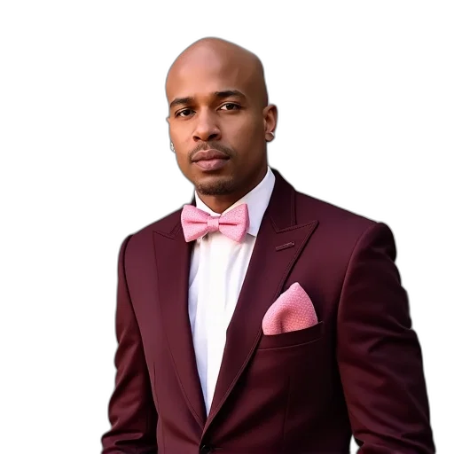 jacket, staff, man, bald, head, wearing, burgundy, suit transparent PNG cut-out