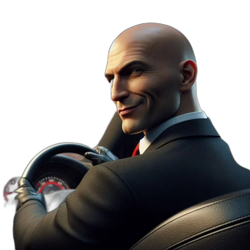 car, face, jacket, concept art, photorealistic, 3d render, bald, man transparent PNG cut-out