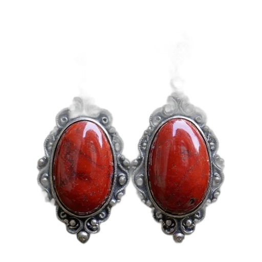 jewelry, crown, intricate, pair, red, jasper, quartz, silver transparent PNG cut-out