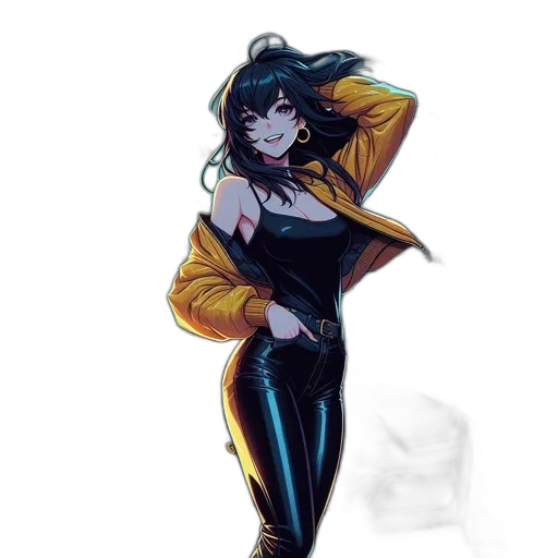 jacket, dress, concept art, comic book art, watercolor, pixel art, neon lights, dark transparent PNG cut-out