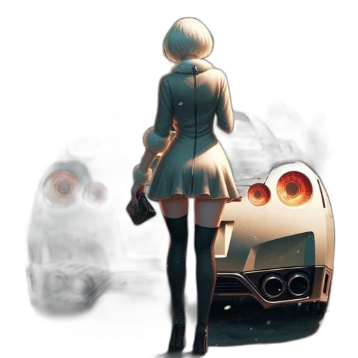 car, robot, dress, weapon, concept art, 3d render, anime, photorealistic transparent PNG cut-out