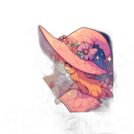 hat, crown, umbrella, flower, concept art, watercolor, fantasy art, pixel art transparent PNG cut-out