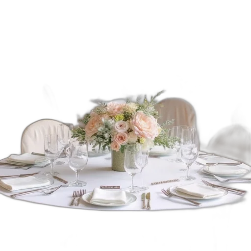 3d render, pastel, earth tones, monochrome, reception, setup, chiffon, chairs transparent PNG cut-out