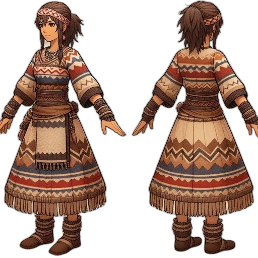 dress, concept art, fantasy art, pixel art, 3d render, earth tones, illustration, presents transparent PNG cut-out