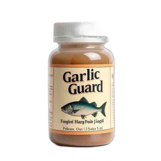 bottle, food, garlic, guard, fish, supplement, label, featuring transparent PNG cut-out