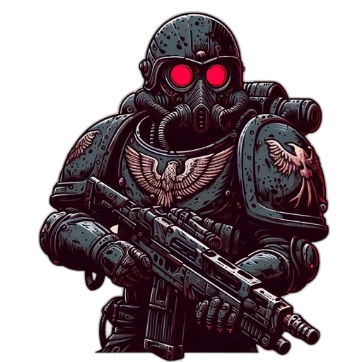 robot, weapon, mask, creature, comic book art, concept art, pixel art, cyberpunk transparent PNG cut-out