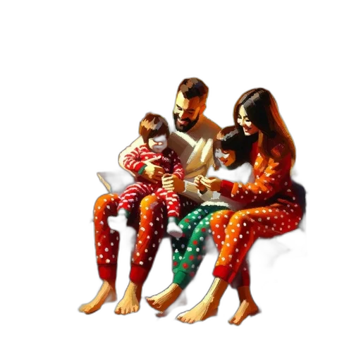 3d render, close-knit, family, enjoys, holiday, season, together, their transparent PNG cut-out