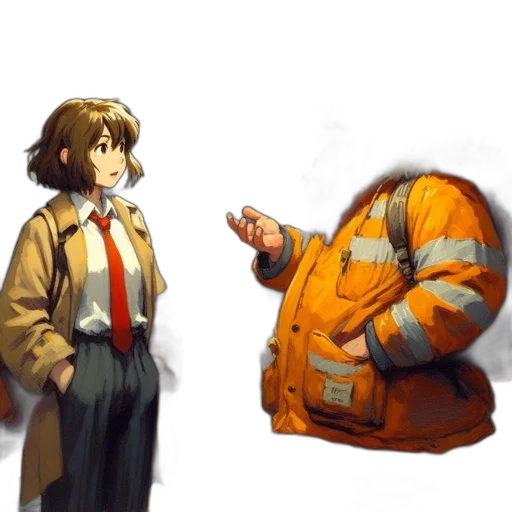 jacket, weapon, umbrella, robot, concept art, anime, pixel art, cyberpunk transparent PNG cut-out