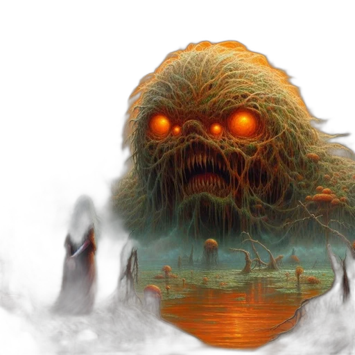creature, mask, concept art, fantasy art, fog, underwater, outer space, grotesque transparent PNG cut-out