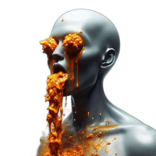 food, face, mask, photorealistic, concept art, 3d render, fire, anthropomorphic transparent PNG cut-out