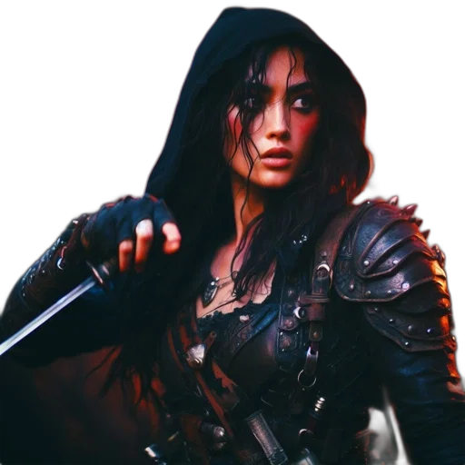 weapon, sword, dragon, concept art, fantasy art, comic book art, photorealistic, woman transparent PNG cut-out