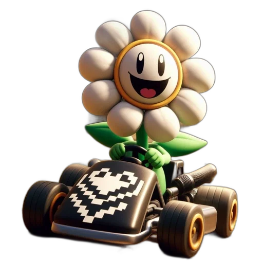 car, robot, flower, animal, concept art, 3d render, pixel art, vibrant transparent PNG cut-out