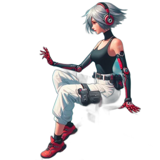 robot, weapon, concept art, pixel art, comic book art, fantasy art, red, monochrome transparent PNG cut-out