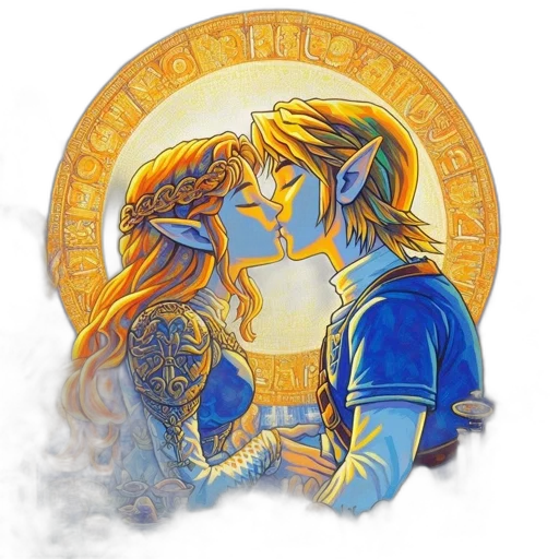 fantasy art, pixel art, concept art, watercolor, fire, golden, blue, two transparent PNG cut-out
