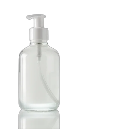 bottle, hair, photorealistic, empty, glass, cosmetic, bottles, white transparent PNG cut-out
