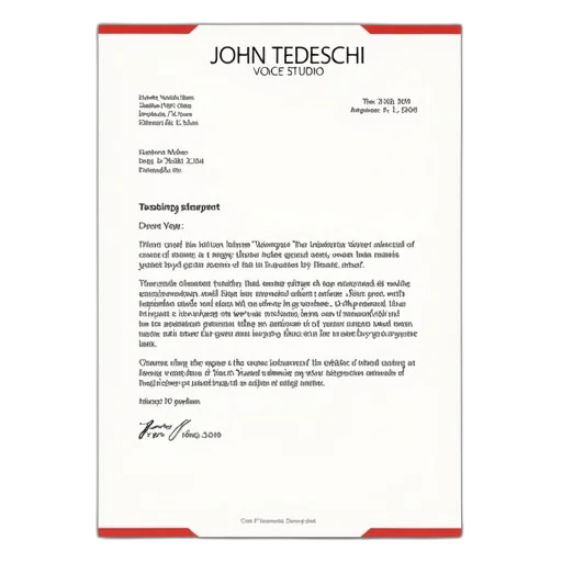formal, letterhead, name, john, tedeschi, voice, studio, top transparent PNG cut-out
