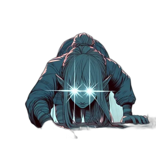 jacket, creature, hair, mask, concept art, cyberpunk, pixel art, anime transparent PNG cut-out