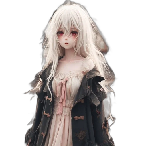 dress, staff, face, jacket, concept art, fantasy art, 3d render, anime transparent PNG cut-out