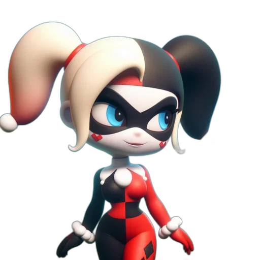 mask, 3d render, concept art, cartoon, comic book art, harley, quinn-like, animated transparent PNG cut-out