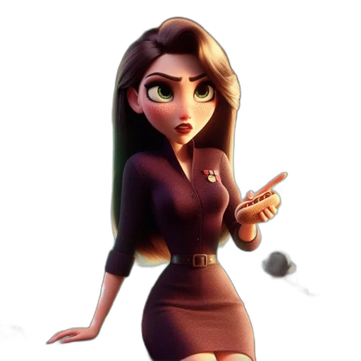 dress, staff, concept art, cartoon, fantasy art, 3d render, outer space, dark transparent PNG cut-out