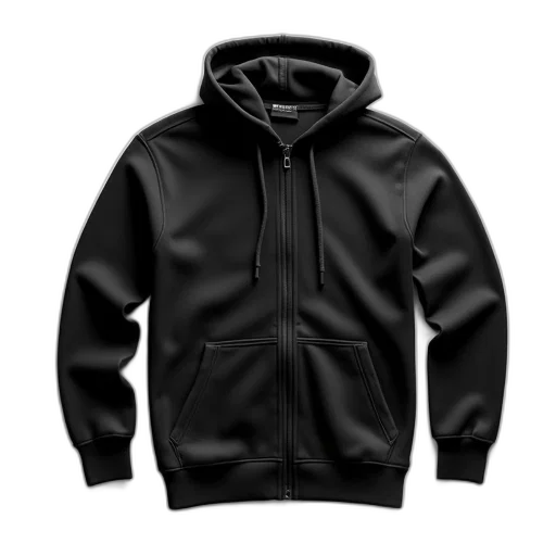 jacket, 3d render, photorealistic, dark, monochrome, black, hoodie, front transparent PNG cut-out