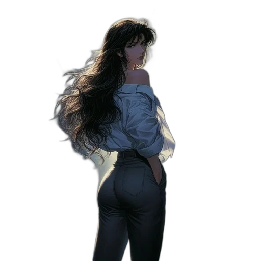 jacket, dress, hair, creature, concept art, watercolor, photorealistic, anime transparent PNG cut-out