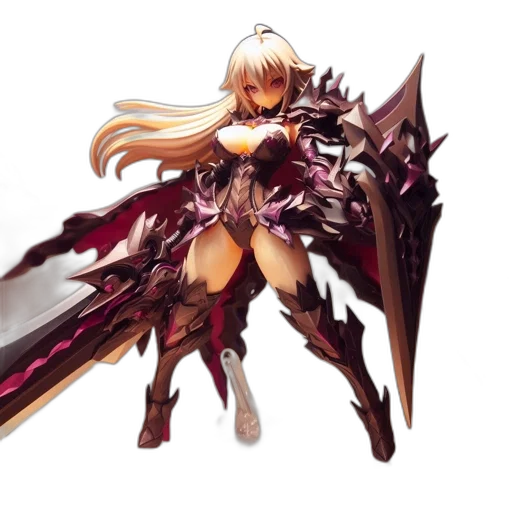 weapon, dragon, sword, concept art, fantasy art, pixel art, anime, dark transparent PNG cut-out