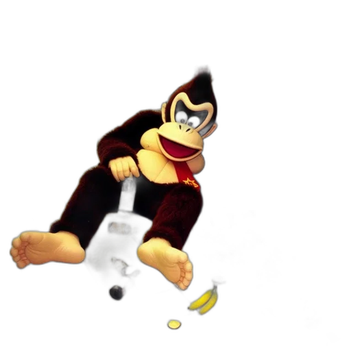 robot, staff, concept art, 3d render, pixel art, cartoon, donkey, kong transparent PNG cut-out