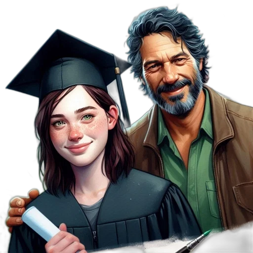 concept art, photorealistic, comic book art, fantasy art, young, woman, graduation, gown transparent PNG cut-out