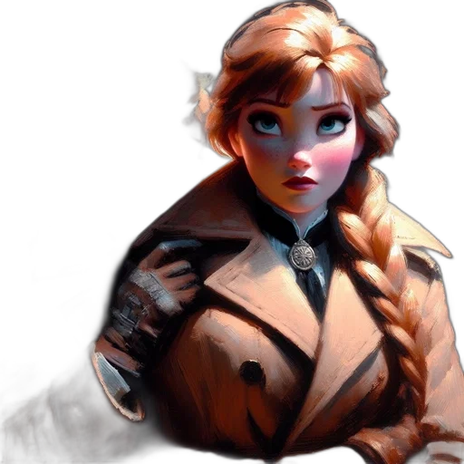 jacket, face, staff, robot, concept art, fantasy art, 3d render, oil painting transparent PNG cut-out