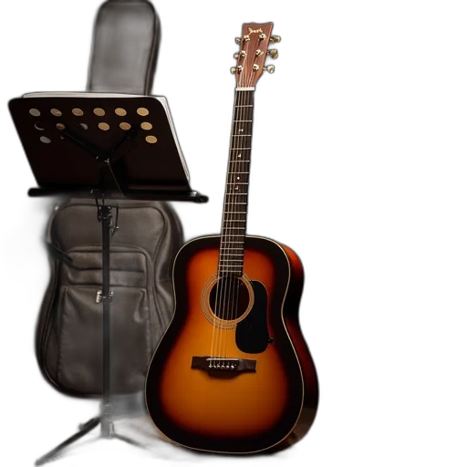 3d render, photorealistic, guitar, music, stand, bag, player transparent PNG cut-out