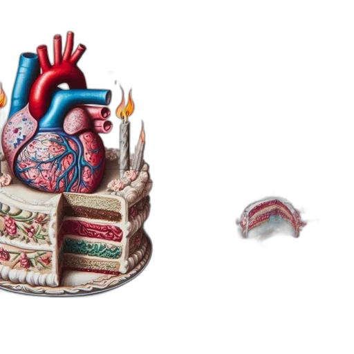 3d render, artistic, illustration, heart, creatively, depicted, layered, cake transparent PNG cut-out