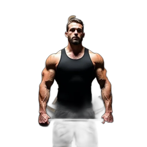 photorealistic, 3d render, concept art, pixel art, muscular, man, lifting, weights transparent PNG cut-out