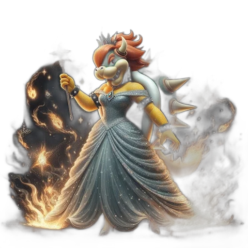 staff, concept art, fantasy art, comic book art, 3d render, fire, dragon-princess, hybrid transparent PNG cut-out