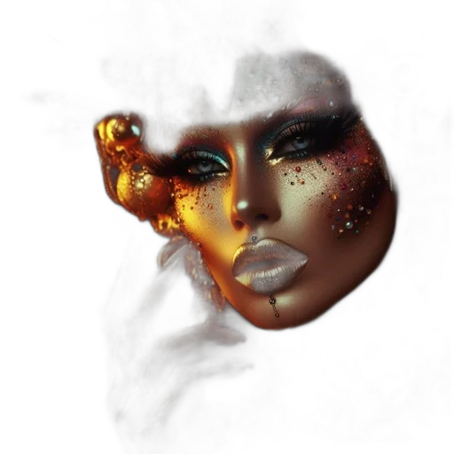 mask, face, jewelry, crown, fantasy art, concept art, photorealistic, 3d render transparent PNG cut-out