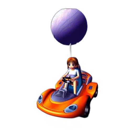 car, 3d render, concept art, photorealistic, pixel art, outer space, vibrant, video transparent PNG cut-out